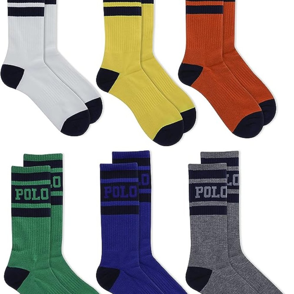 Polo Ralph Lauren Men's Classic Ribbed Crew Socks - 6 Pack